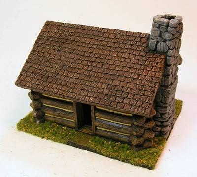 Log Cabin Stone Chimney w/Shingle Roof